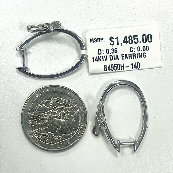 EFFY 14k White Gold Diamond Bow Tie Earrings (new with tags) - Picture 6 of 6